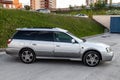 Side View of Subaru Legacy Lancaster japanese car in beige color on the parking