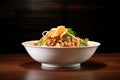 side view of tempura udon noodle bowl Royalty Free Stock Photo