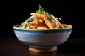 side view of tempura udon noodle bowl Royalty Free Stock Photo