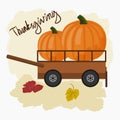 Side View Thanksgiving Pumpkins in Cart Vector Illustration