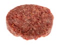 Side view of a thick gourmet hamburger patty isolated on a white background Royalty Free Stock Photo