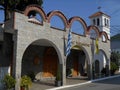 Side view to beautiful grey Agia Paraskevi Church in Stavros, Greece