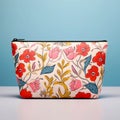 Cosmetic bag mockup with floral pattern. Royalty Free Stock Photo