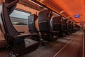 Empty 1st class train compartment of the Deutsche Bahn during the journey