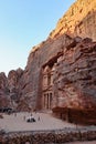 Side view of the treasury facade in Petra, it is a tomb for a nabataean king Royalty Free Stock Photo