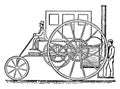 Side View of 1802 Trevithick Steam Carriage, vintage illustration