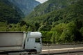 Truck moving on mountain road - Valsugana Trentino Alto Adige Italy Royalty Free Stock Photo