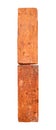 Side view of two cracked old red or orange bricks in stack isolated on white background with clipping path Royalty Free Stock Photo