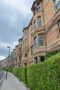 Side view of vintage facades in Edinburgh