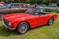 Front and side view of a classic Triumph TR6 sports car Royalty Free Stock Photo