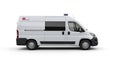 Side view of a white ambulance van isolated on a clean white background Royalty Free Stock Photo