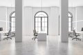 Side view of white arched open space office Royalty Free Stock Photo
