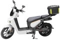 Side view white electric scooter with black box isolated on white background with clipping path Royalty Free Stock Photo