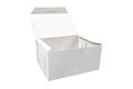 Side view white empty disposable paper fast food tray isolated on white background. Paper box isolated. Paper container Royalty Free Stock Photo