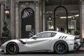 Side view of a white Ferrari F12 TDF Royalty Free Stock Photo