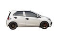 Side view of white mini or small car isolated on white background with clipping path Royalty Free Stock Photo