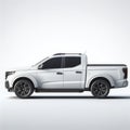 side view of white pick up truck on white background great for mockup. ai generative Royalty Free Stock Photo