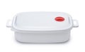 White plastic reusable food storage container