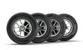 side view of winter tyres on a white background