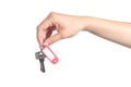 Side view of a woman hand giving a house keys