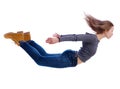 Side view of woman in zero gravity or a fall Royalty Free Stock Photo