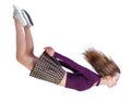 Side view of woman in zero gravity or a fall Royalty Free Stock Photo
