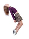Side view of woman in zero gravity or a fall Royalty Free Stock Photo