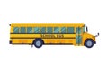 Side View of Yellow School Bus, Back to School Concept, Students Transportation Vehicle Flat Style Vector Illustration Royalty Free Stock Photo