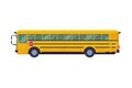 Side View of Yellow School Bus, Back to School Concept, Students Transportation Vehicle Flat Style Vector Illustration Royalty Free Stock Photo