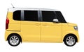 Side view yellow van isolated on white background with clipping path Royalty Free Stock Photo