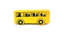 Side view of a yellow wooden toy school bus on a white background Royalty Free Stock Photo