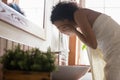 Young african american woman washing off face mask or peeling. Royalty Free Stock Photo