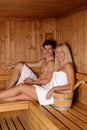 Young couple enjoying sauna Royalty Free Stock Photo