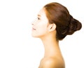 Side view young smiling woman with clean face Royalty Free Stock Photo