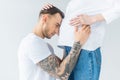 Side view of young tattooed man Royalty Free Stock Photo