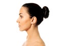 Side view of young woman face