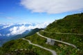 Side View of Zig Zag Road of Old Silk Route Sikkim Royalty Free Stock Photo