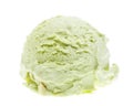 A side viewed scoop of pistachio ice cream isolated on white background Royalty Free Stock Photo