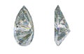 Side views of pear cut gemstone or diamond on white Royalty Free Stock Photo