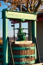 Side of wine press in a vineyard