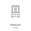 sideboard icon vector from furniture collection. Thin line sideboard outline icon vector illustration. Linear symbol for use on