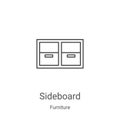 sideboard icon vector from furniture collection. Thin line sideboard outline icon vector illustration. Linear symbol for use on