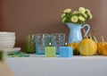 Sideboard with Thanksgiving decorations Royalty Free Stock Photo