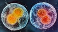 A sidebyside comparison of a healthy fertilized egg cell and an unfertilized egg cell with noticeable differences in