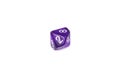 10-sided purple die with white numbers