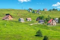 Sidehill houses in Zabljak. Durmitor, Montenegro Royalty Free Stock Photo