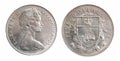 Sides of a1988 one dollar coin from the United Kingdom, circa 1988