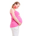 Sideview of beautiful pregnant woman