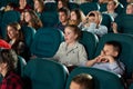 Sideview of laughing children in the cinema.