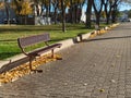 Sidewalk bench, Autumn in Prescott Royalty Free Stock Photo